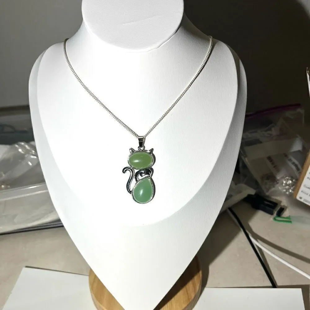 AYR “CAT” Aventurine Stone & 925 Silver Necklace